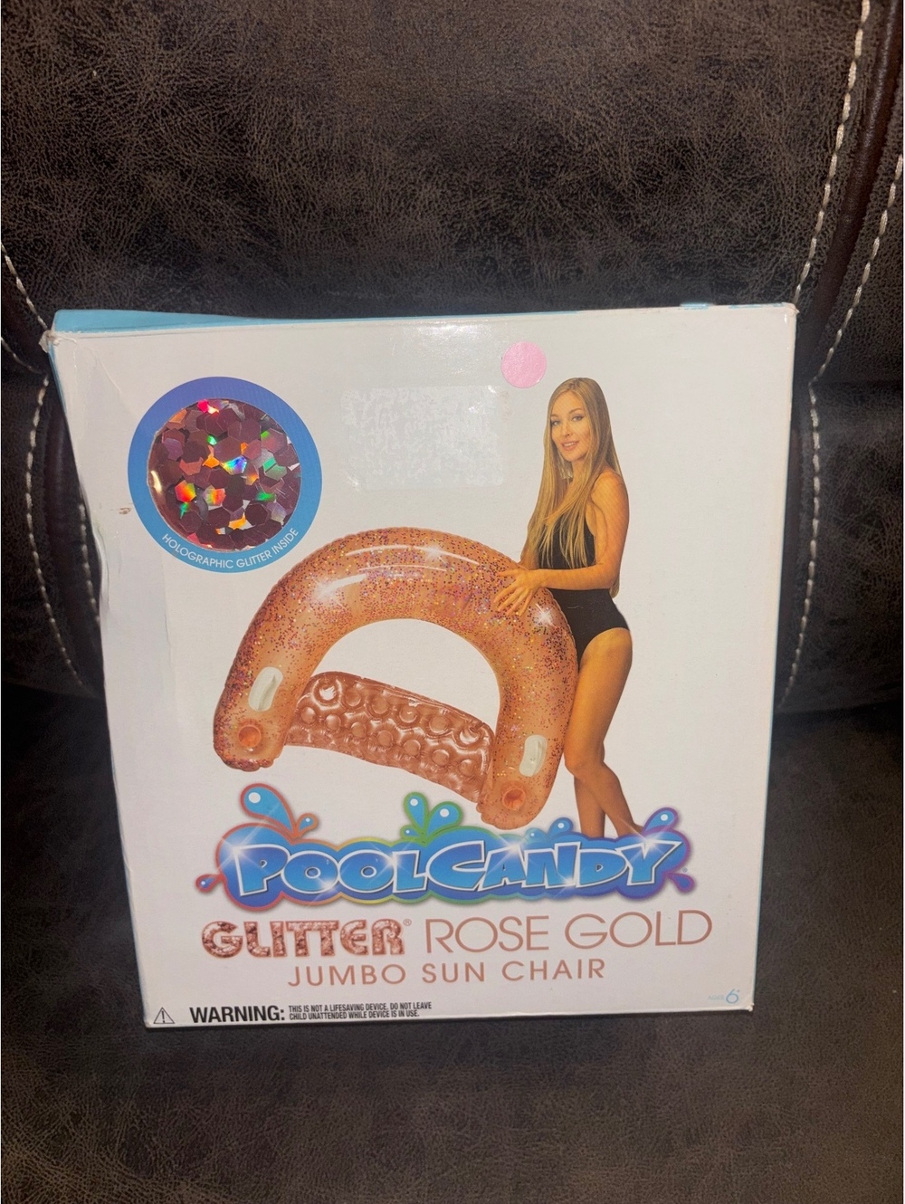 PoolCandy Glitter Rose Gold Jumbo Sun Chair Pool Float Holographic New